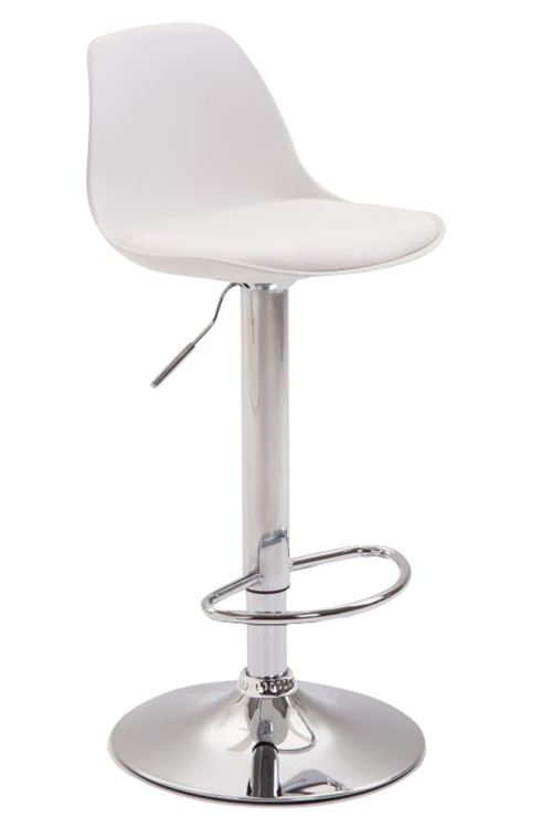 Tabouret de bar kiel similicuir et coque en plastique , chrome/blanc