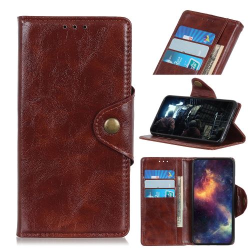 Etui en PU avec support marron pour votre Samsung Galaxy A50
