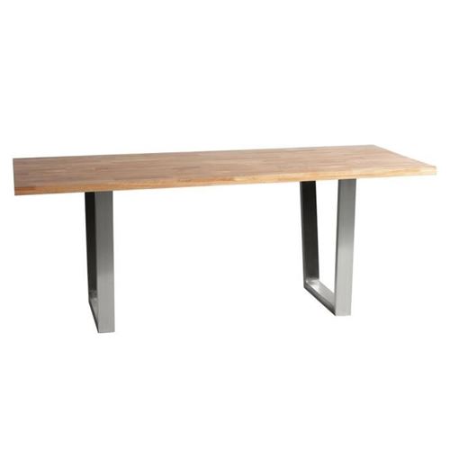 Table a manger - Decor chene et acier - L 200 x P 100 x H 76 cm - NOA