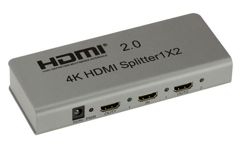 Splitter HDMI 2.0 - 2 Ports - Boitier Métal Résolution 4K (2160x3840)