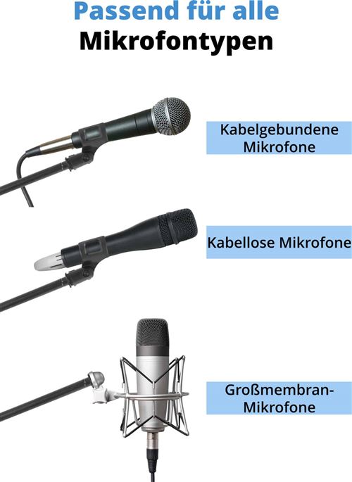 Pied de Microphone professionnel télescopique avec PERCHE potence