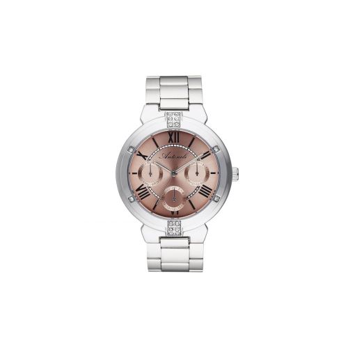 Montre Femme Antoneli à Quartz Cadran Rose Doré 38 mm Et Bracelet Argenté En Acier ANT2142