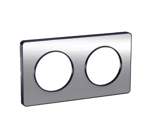 Schneider Electric Plaque Odace Touch - Aluminium Brossé Avec Liseré Anthracite - Double Horizontale Et Verticale