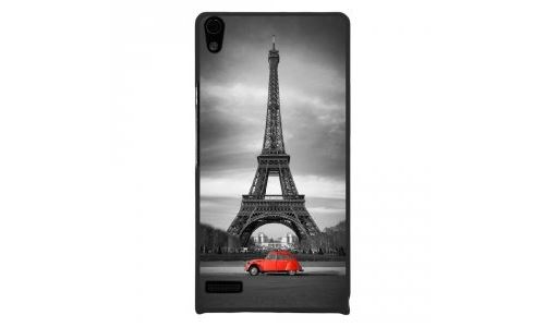 Coque rigide pour Huawei Ascend P6 avec impression Motifs Paris et 2CV rouge