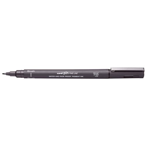 Feutre technique Uni Pin - Pointe brush 0,02 mm - Gris Foncé