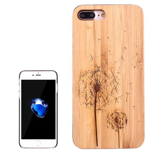 (#52) For iPhone 7 Plus Dandelion Pattern Carbon Bamboo + PC Bordure Protective Back Case Shell