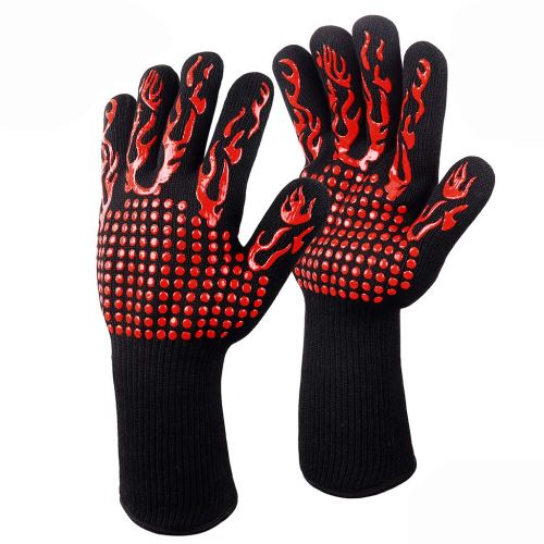 1pair Hot BBQ Griller Gants de cuisson Extreme résistant à la chaleur du four Gants de soudage_Kiliaadk1614