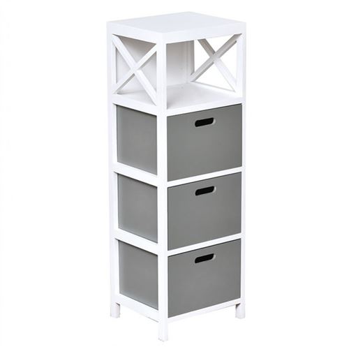 Meuble rectangulaire 3 tiroirs bois gris blanc