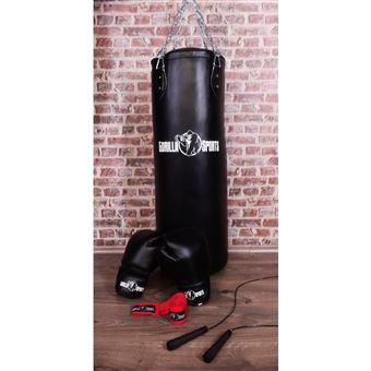 Gorilla Sports Starter Boxe Pack 6 Articles Sac de Frappe Gants de Boxe Bandes de Maintien Corde /à Sauter
