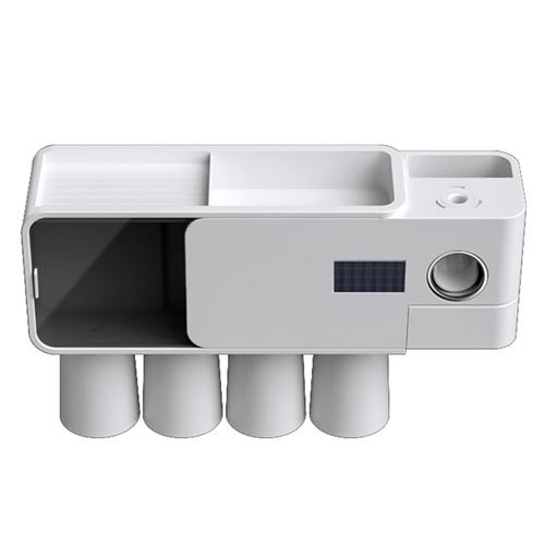 Porte-Brosse À Dents UV Énergie Solaire Avec Distributeur De Dentifrice et 4 Tasses Blancs