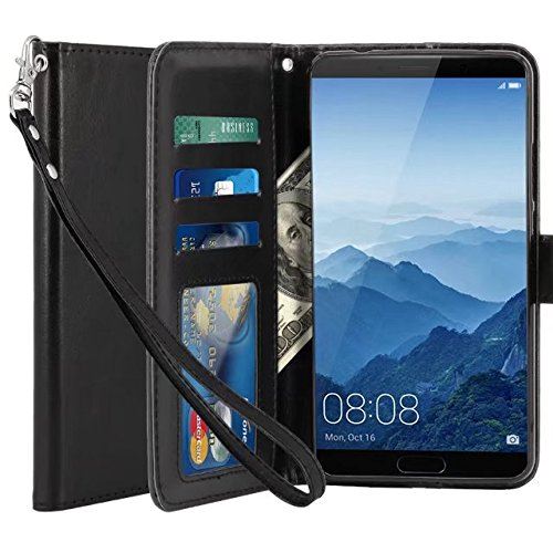Huawei Mate 10 Housse Coque Etui de luxe Portefeuille Porte Carte Et Billet (avec support integré) Noir