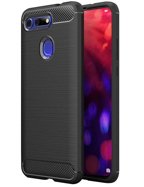 Honor View 20 Housse Etui Housse Coque de protection Fibre de Carbone [Noir]