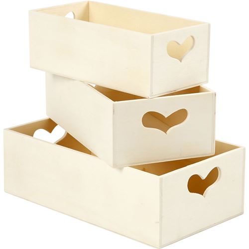 Creotime boîtes de rangement bois unisexe 3 pièces