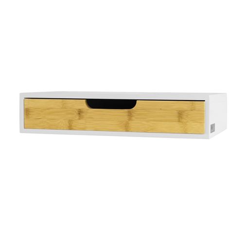 SoBuy® FRG92-WN Étagère murale avec tiroir en bois et bambou, Armoire à clés