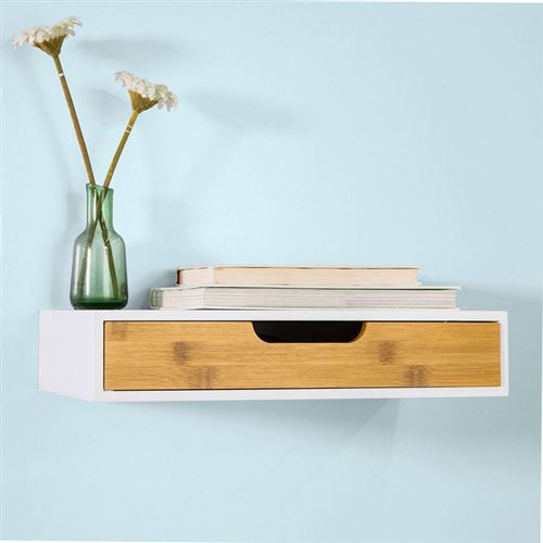 Etagere Murale Avec Tiroir En Bois Et Bambou Armoire A Cles Frg92