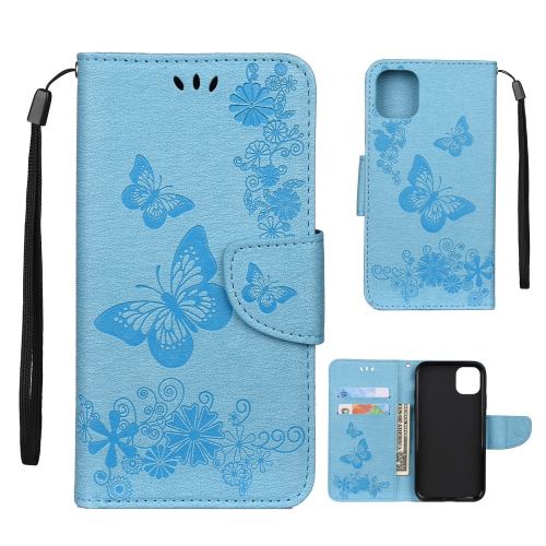 Etui en PU fleur de papillon bleu pour votre Apple iPhone XR (2019) 6.1 pouces