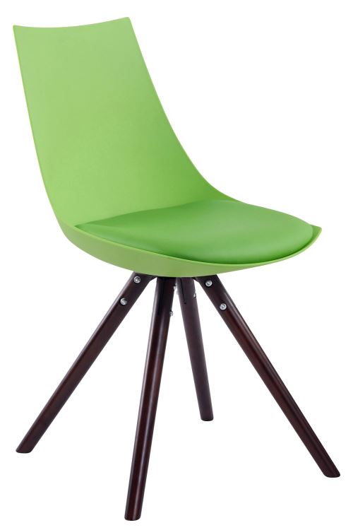 Chaise de salle à manger Albi simlicuir pieds ronds en bois de hêtre Cappuccino - Siège Vert