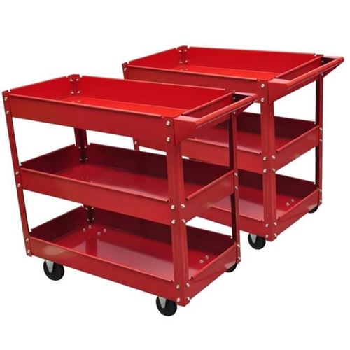 Vidaxl Or Chariot À Outils D'atelier Avec 3 Étagères 2 Pcs 140157