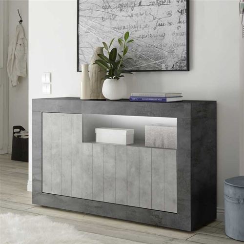 Buffet 3 portes 1 niche Béton ciré foncé/clair - LUBIO n°2