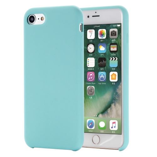 Coque en silicone liquide enroulé sur les bords cyan pour votre Apple iPhone 8/7