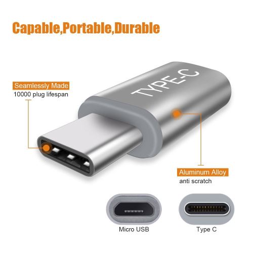Adaptateur et convertisseur Ineck ® Adaptateur micro-USB Femelle vers USB-C  Mâle - connecteur USB C vers Micro USB pour charger smartphone