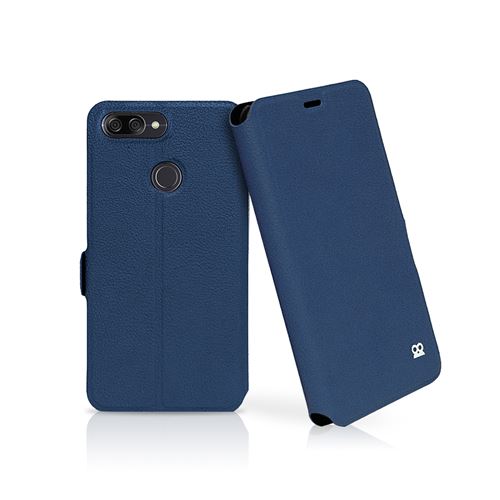 Etui Cuir Folio ASUS Zenfone MAX PLUS M1 (ZB570TL) écran 5,7 , Bleu Navy