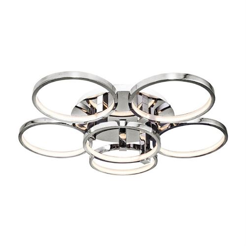 HOMEMANIA Lampe de Plafond Orbis Plafonnier - Ronde - Murale - Chrome en Métal, 72 x 72 x 12 cm, 1 x LED, 90W, 9450LM, 4200K Lumière Blanc Naturel