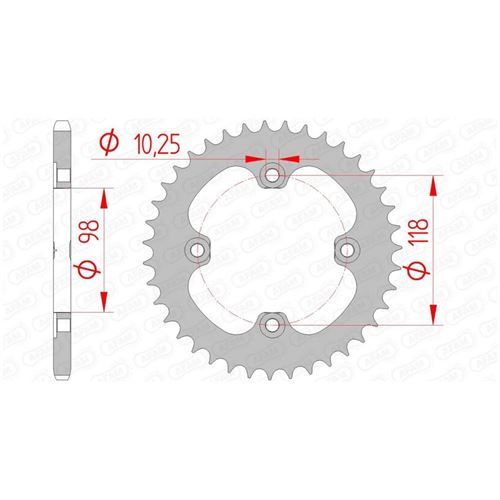 Couronne AFAM 42 dents acier standard pas 520 type 92401