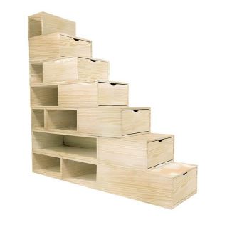 Escalier Cube de rangement hauteur 175 cm, Couleur: Vernis Naturel - Achat & prix | fnac