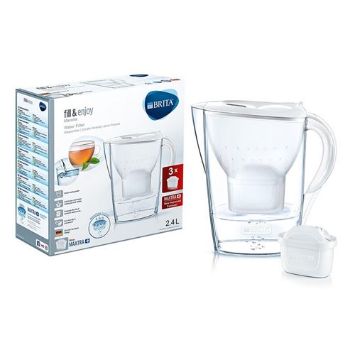 Carafe filtrante 2.4l blanche avec 4 cartouches maxtra+ - 1026038 - BRITA