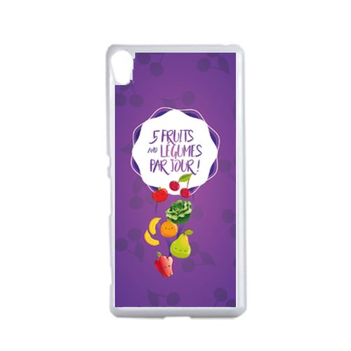Coque 5 Fruits Et Legumes Fond Mauve Compatible Sony Xperia Xa Transparent
