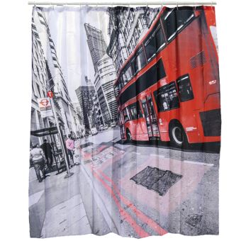 Rideau De Douche London Gris Et Rouge 180 X 180 Cm