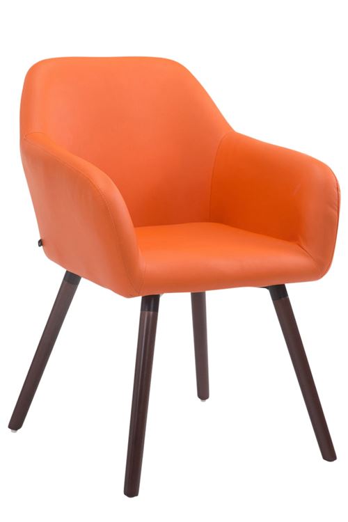 Chaise Visiteur Achat V2 similicuir , Orange/Noyer