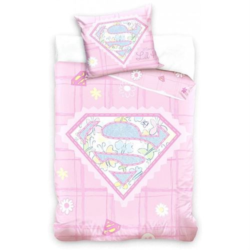 SUPERMAN Super Baby Rose - Parure de Lit B&eacute;b&eacute; - Housse de Couette Coton