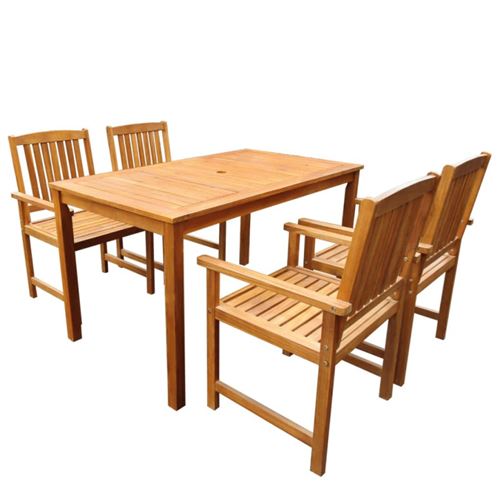 Vidaxl Marron Ensemble À Manger D Extérieur 5 Pcs Bois D Acacia Solide