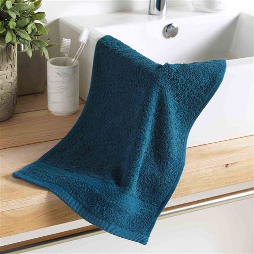 Serviette invite 30 x 50 cm eponge unie colors Bleu Nuit