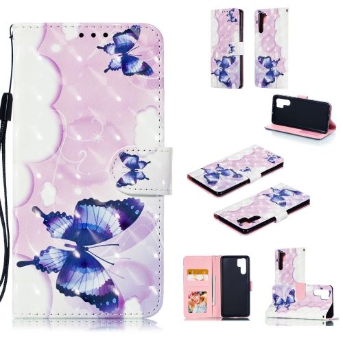 Etui en PU décoration par points lumineux nuage et papillon pour votre Huawei P30 Pro