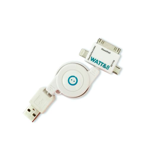 Câbles et Connectique pour Téléphones Portables USB vers Sortie Lightning + micro USB + iPad 1&2 et iPhone 4 + Enrouleur