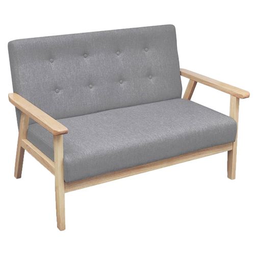 vidaXL Canapé à 2 places Tissu Gris clair