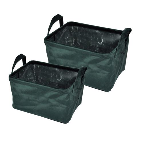 Paris Prix - Lot De 2 Panières Rectangles velvet 32cm Vert Foncé