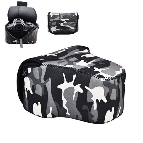 O.N.E. OC-MC0GR Etui néoprène pour reflex (Camouflage/gris) pour Nikon, Canon, Fujifilm, etc [Pour la compatibilité voir la description]