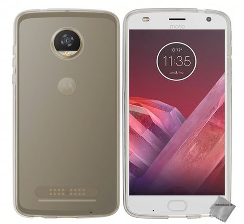 Housse etui coque pochette silicone gel fine pour Motorola Moto Z2 Force avec verre trempe - BLANC TRANSPARENT