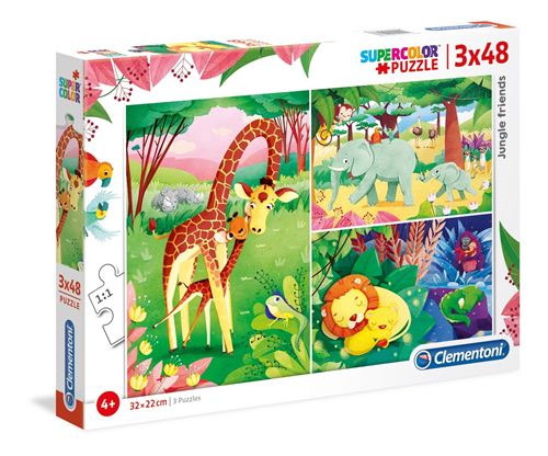 Clementoni Multicolore Puzzle Les Amis De La Jungle 48 Pièces 3 Pièces