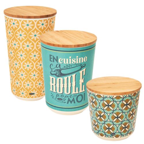 Lot de 3 pots en bambou