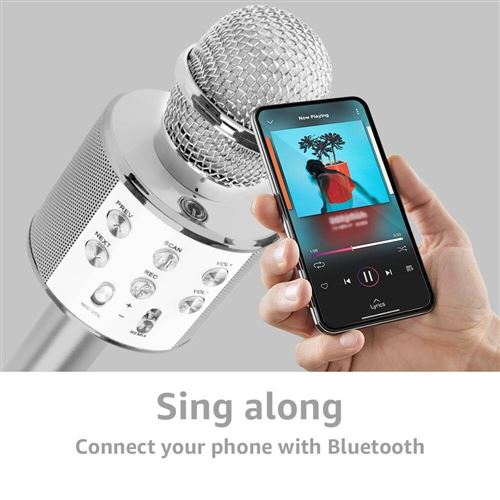 Max KM01 Micro de karaoké 2-en-1 : enceinte Bluetooth & lecteur multimédia  - Bleu
