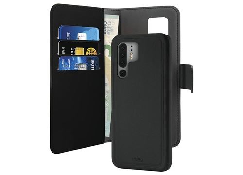 Étui Portefeuille avec Coque Magnétique Intégrée Puro 2-en-1 pour Huawei P30 - Noir