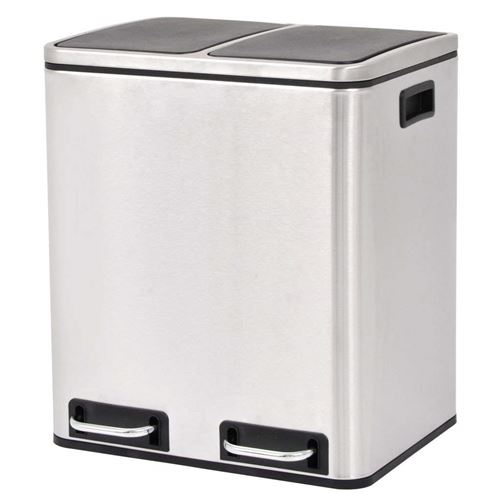 vidaXL Poubelle à Ordures Acier Inoxydable 2x15 L Panier Corbeille à Ordures