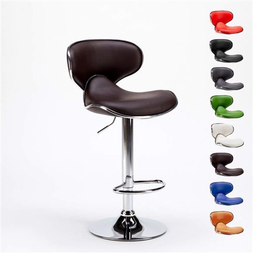 Tabouret pour cuisine et bar Amarillo design moderne pivotant chromé, Couleur: Marron