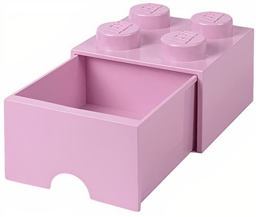 Lego Pierre De Rangement avec Tiroir 4 Plots 25 X 17 Cm Polypropylène Rose