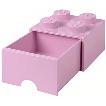 LEGO pierre de rangement avec tiroir 4 plots 25 x 17 cm polypropylène rose - 1